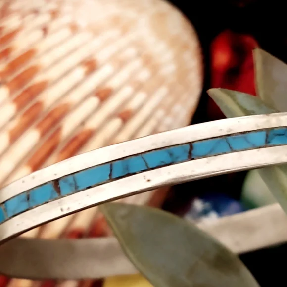 Vintage Mexican Sterling Silver & Turquoise Ring & Bracelet Set - Picture 7 of 11